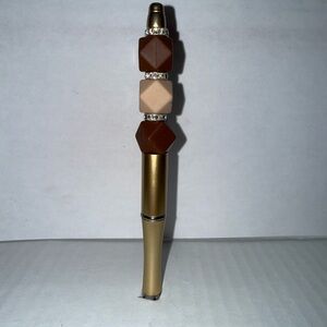 Handmade Beaded Pen- Elegant Gold and Brown Home Office or school Pen.